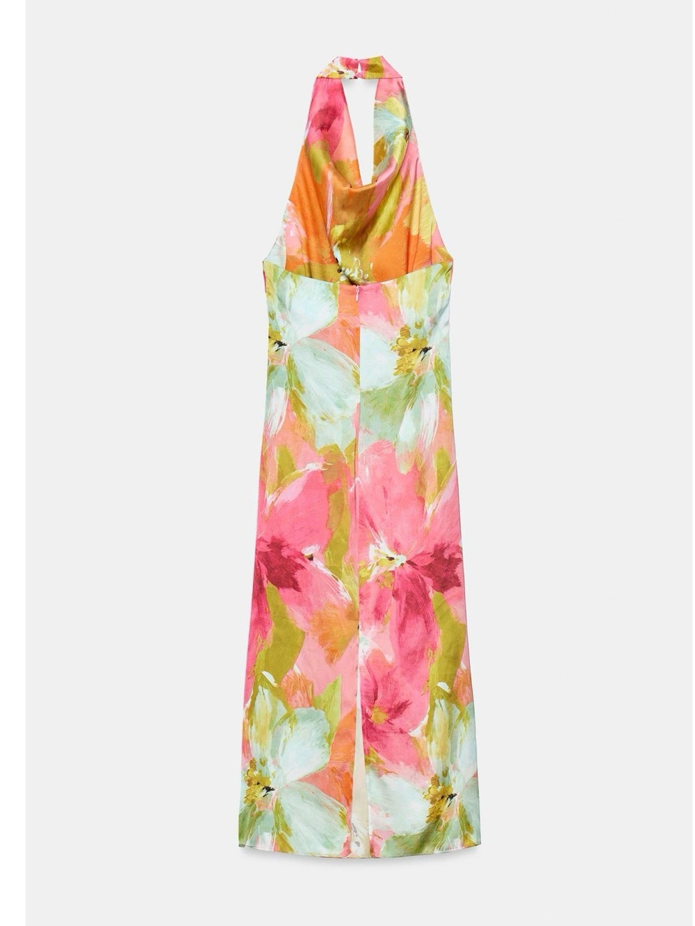 Zara Multicolor Floral Halter Midi Dress in Pink, Yellow, Aqua. POP - Picture 3 of 9
